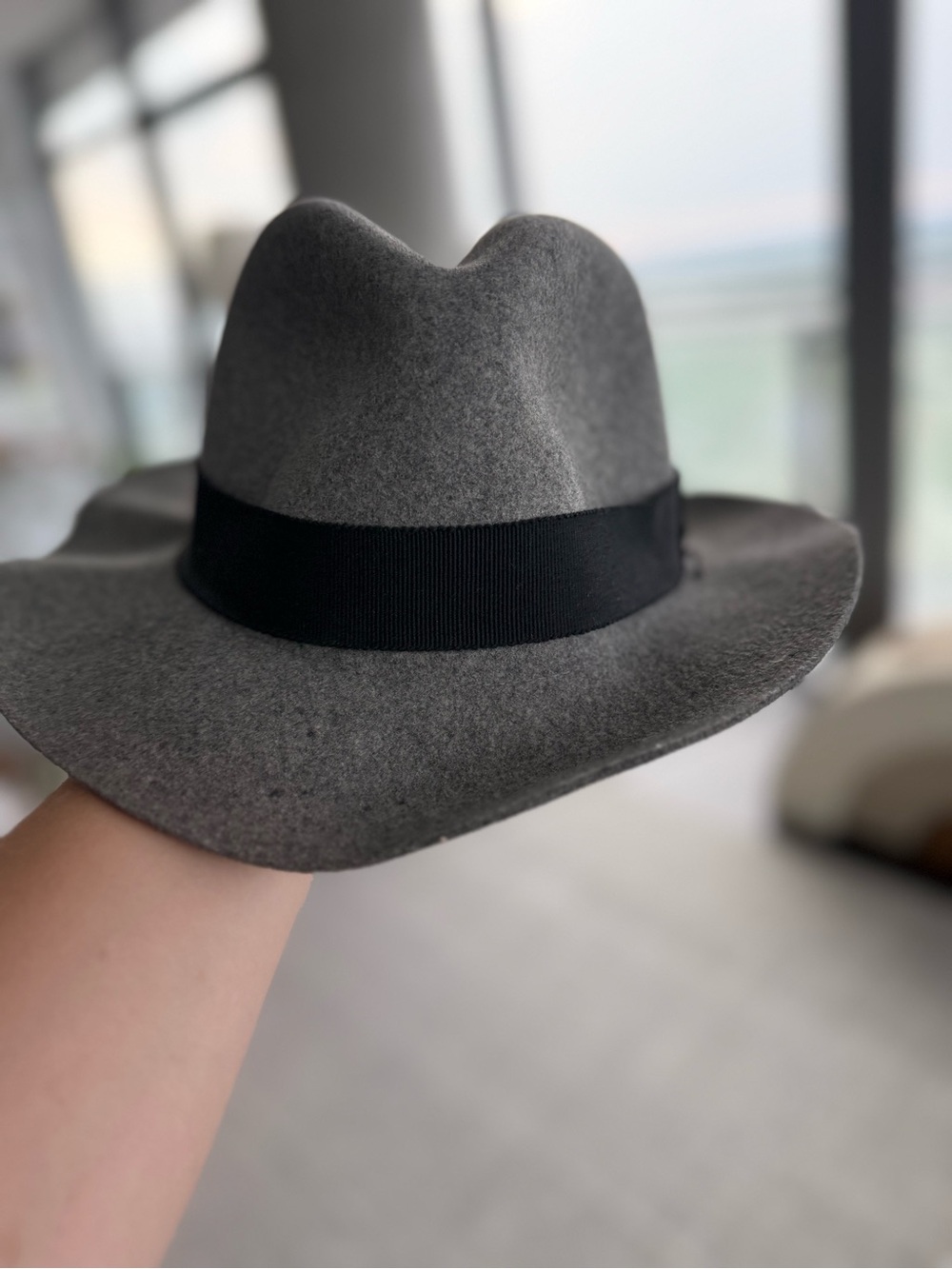 Rag and Bone Classic Grey Felt Fedora with Black Band